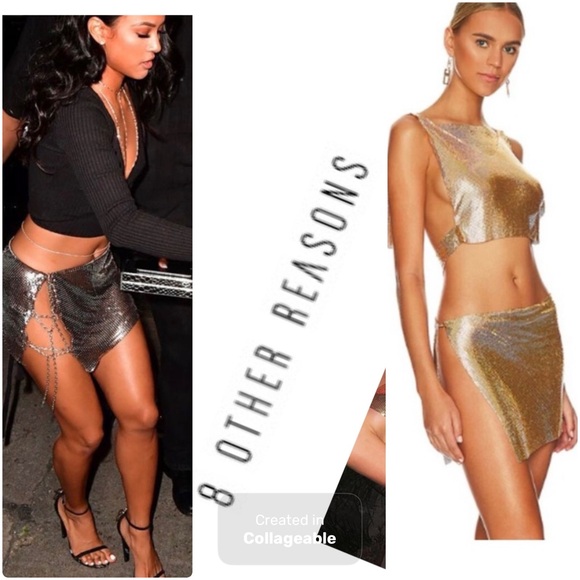 ‼️🤩WOW‼️SET 🤩8 Other Reasons Chainmail Top & Skirt Set in Gold NWOT ONE Size ALL - Picture 2 of 11